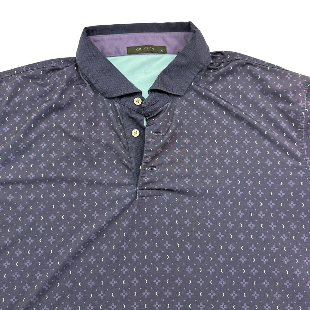 GREYSON Polo Shirt Mens XL Purple Performance Golf Short Sleeve Graphic Logo